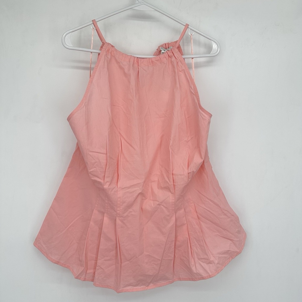 Banana Republic Pink Cotton Poplin Halter Top Sz 18 Minimalist Summer Blouse - Picture 3 of 11